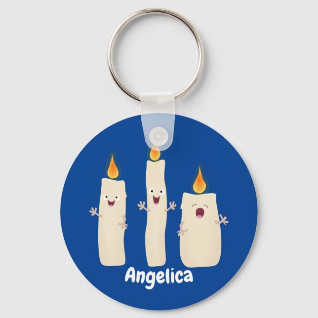 Cute singing candle trio cartoon key ring (Front)