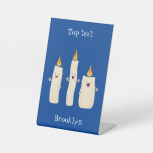 Cute singing candle trio cartoon pedestal sign