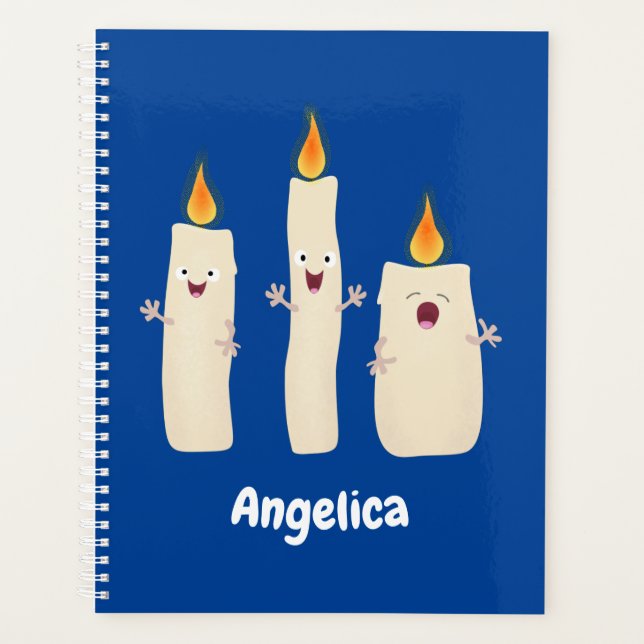 Cute singing candle trio cartoon planner (Front)