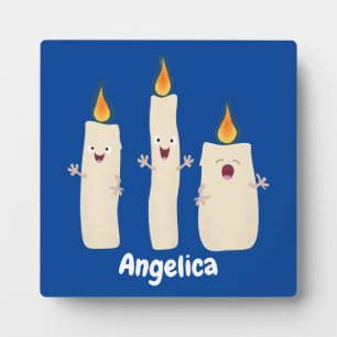Cute singing candle trio cartoon plaque