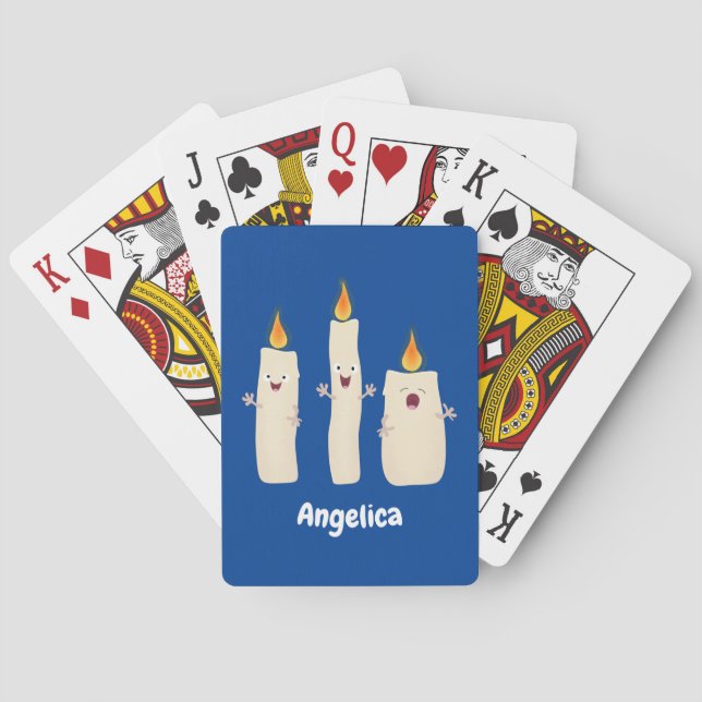 Cute singing candle trio cartoon playing cards (Back)