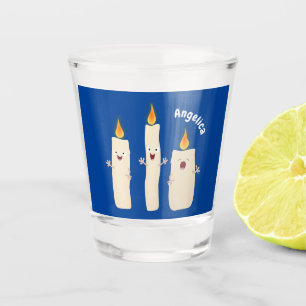 Cute singing candle trio cartoon shot glass