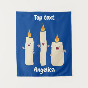 Cute singing candle trio cartoon tapestry