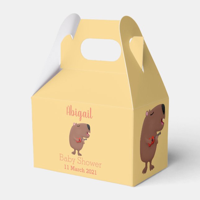 Cute singing capybara personalised birthday favour box (Front Side)