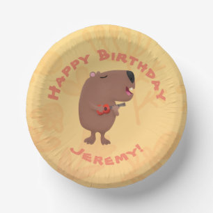 Cute singing capybara personalised birthday paper plate