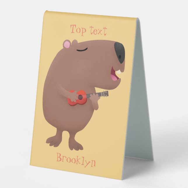 Cute singing capybara ukulele cartoon illustration (Front)
