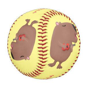 Cute singing capybara ukulele cartoon illustration baseball