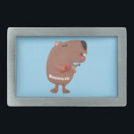Cute singing capybara ukulele cartoon illustration belt buckle<br><div class="desc">This happy capybara is singing and playing the ukulele. Drawn in fun cartoon illustration style.</div>