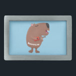 Cute singing capybara ukulele cartoon illustration belt buckle<br><div class="desc">This happy capybara is singing and playing the ukulele. Drawn in fun cartoon illustration style.</div>