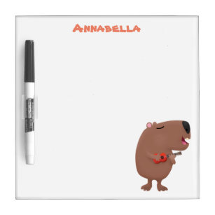 Cute singing capybara ukulele cartoon illustration dry erase board