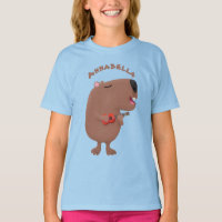 Cute singing capybara ukulele cartoon illustration