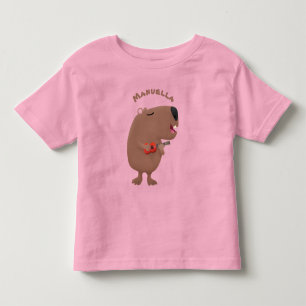 Cute singing capybara ukulele cartoon illustration toddler T-Shirt