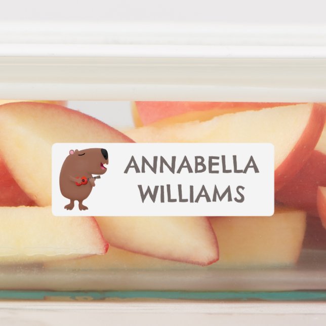 Cute singing capybara ukulele cartoon personalised (Affixed)