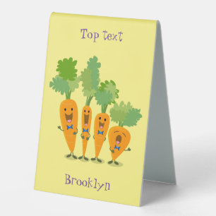 Cute singing carrot quartet cartoon illustration
