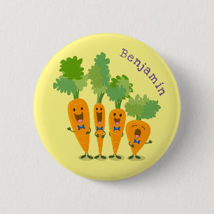 Cute singing carrot quartet cartoon illustration 6 cm round badge