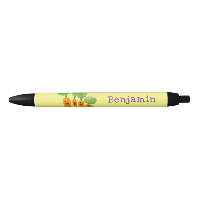 Cute singing carrot quartet cartoon illustration black ink pen (Front)