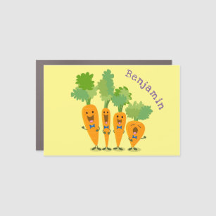 Cute singing carrot quartet cartoon illustration car magnet