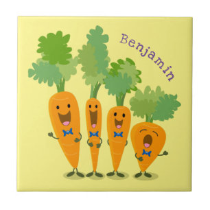 Cute singing carrot quartet cartoon illustration ceramic tile