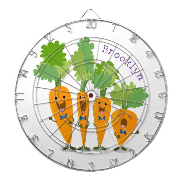 Cute singing carrot quartet cartoon illustration dartboard (Front)
