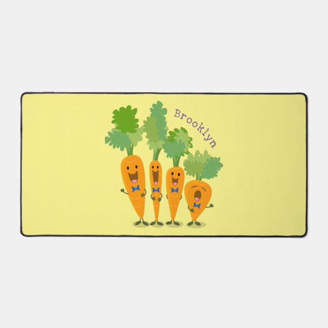 Cute singing carrot quartet cartoon illustration desk mat (Front)