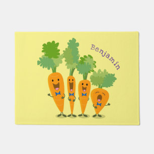 Cute singing carrot quartet cartoon illustration doormat