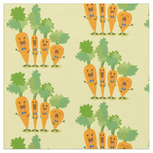Cute singing carrot quartet cartoon illustration fabric