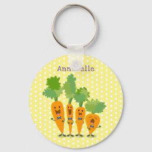 Cute singing carrot quartet cartoon illustration key ring