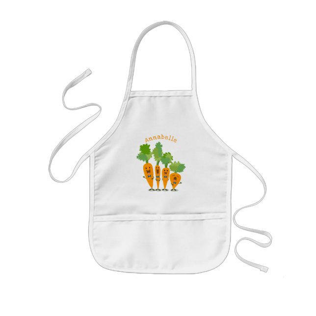 Cute singing carrot quartet cartoon illustration kids apron (Front)