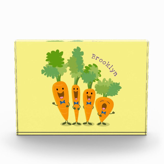 Cute singing carrot quartet cartoon illustration photo block (Front)