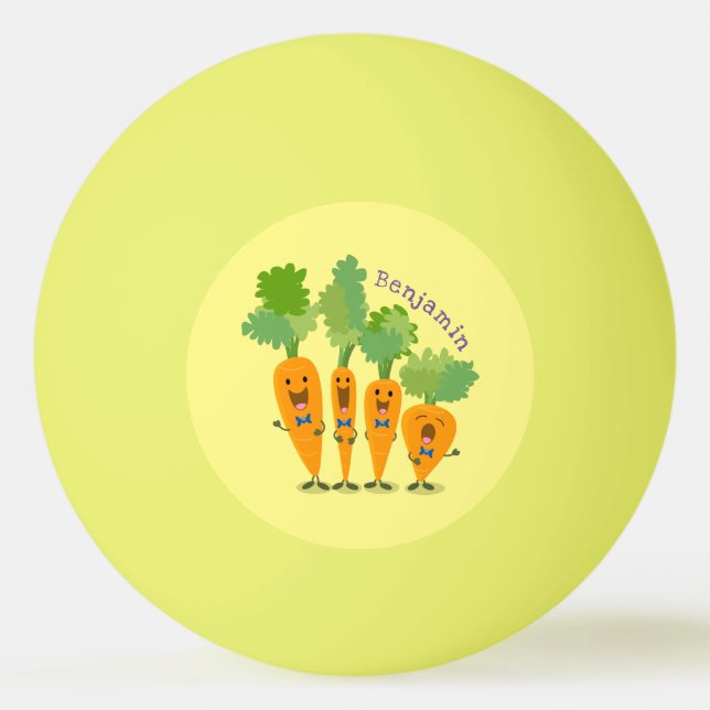 Cute singing carrot quartet cartoon illustration ping pong ball (Front)