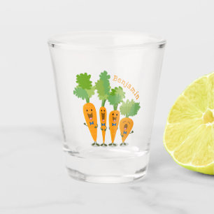 Cute singing carrot quartet cartoon illustration shot glass