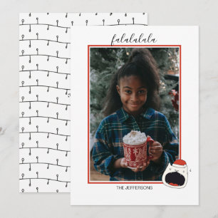 Cute Singing Cat Fa La La La La Christmas Photo Holiday Card