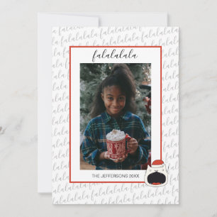 Cute Singing Cat Fa La La La La Christmas Photo Holiday Card