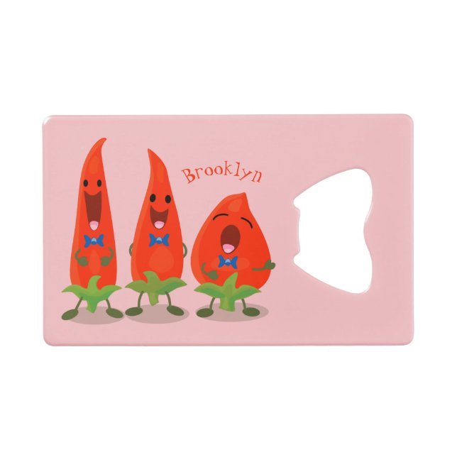 Cute singing chilli peppers cartoon illustration (Front (Horizontal))
