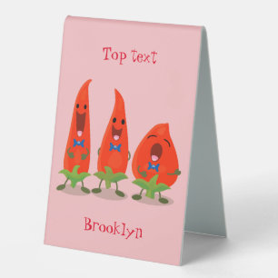 Cute singing chilli peppers cartoon illustration
