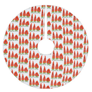 Cute singing chilli peppers cartoon illustration brushed polyester tree skirt