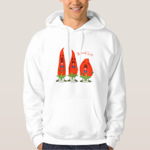 Cute singing chilli peppers cartoon illustration hoodie