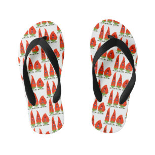 Cute singing chilli peppers cartoon illustration kid's thongs