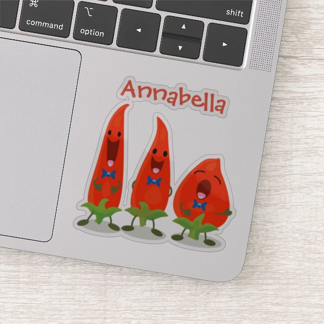 Cute singing chilli trio cartoon illustration (Detail)
