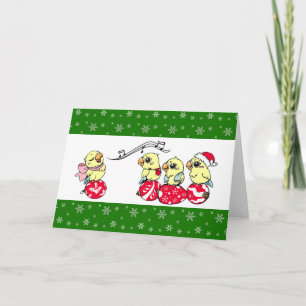 Cute singing lovebird holiday card