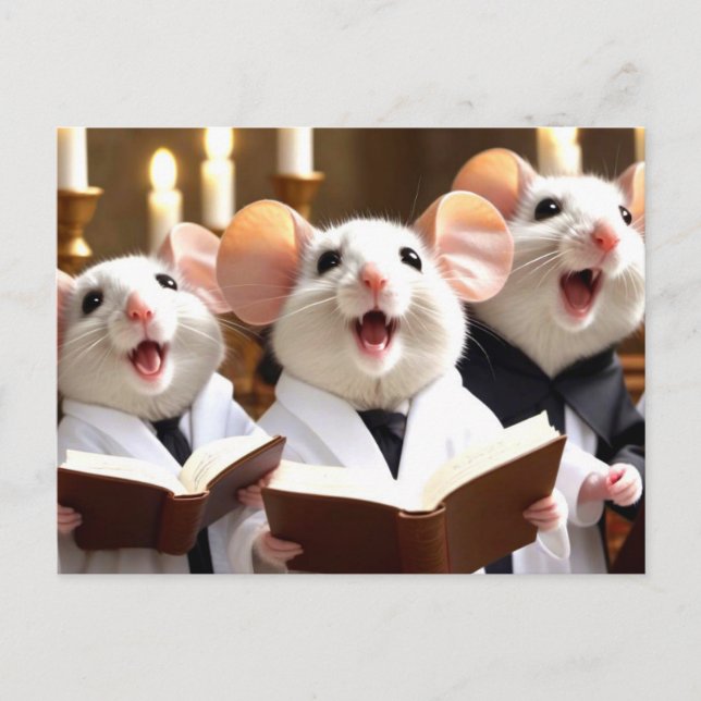 Cute Singing Mice Choir Postcard (Front)