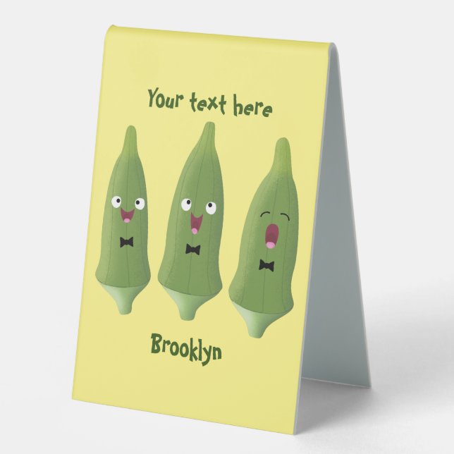 Cute singing okra vegetable cartoon  (Front)