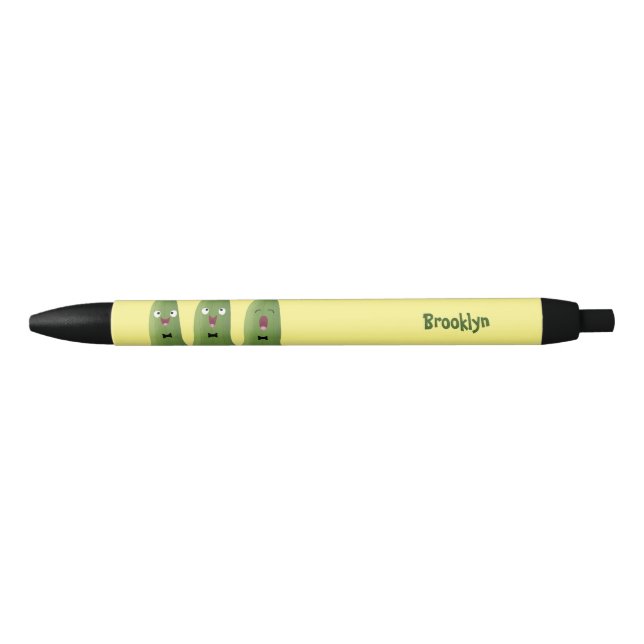 Cute singing okra vegetable cartoon black ink pen (Front)