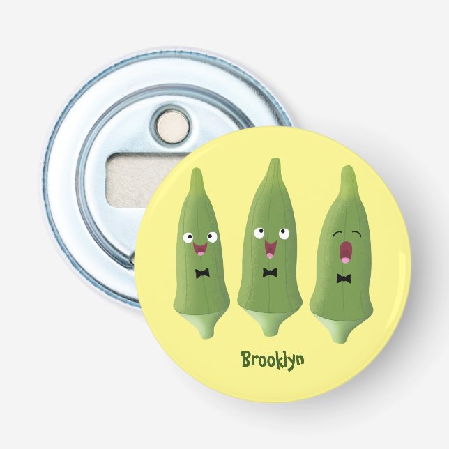 Cute singing okra vegetable cartoon bottle opener (Front)