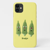Cute singing okra vegetable cartoon