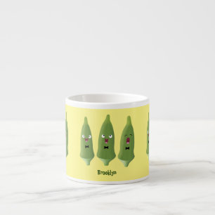 Cute singing okra vegetable cartoon  espresso cup