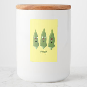 Cute singing okra vegetable cartoon food label
