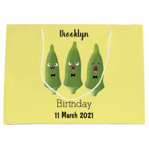 Cute singing okra vegetable cartoon  large gift bag