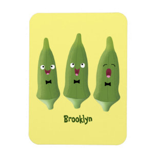 Cute singing okra vegetable cartoon magnet
