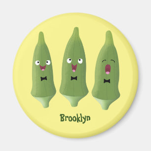 Cute singing okra vegetable cartoon magnet